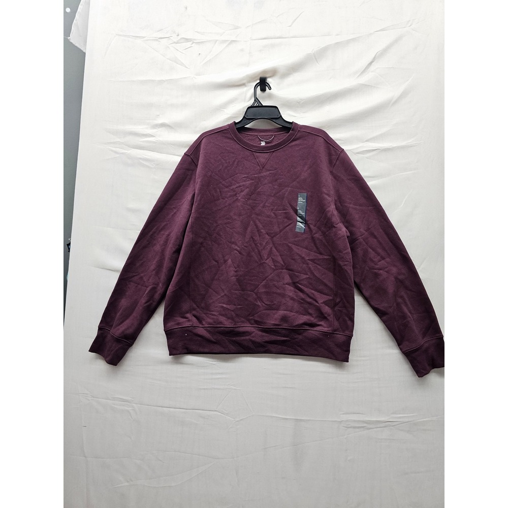 All in Motion Mens Fleece Crew Sweatshirt Burgundy Cotton Blend Casual Size L